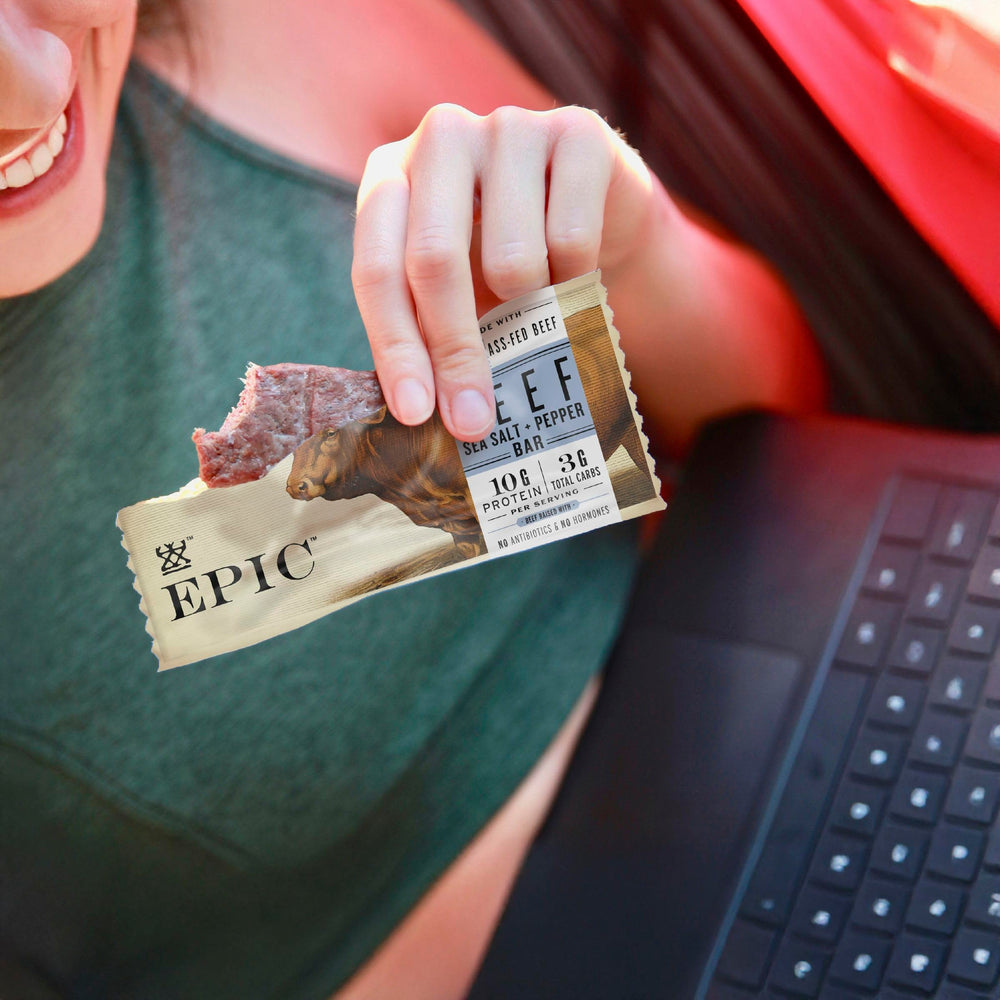 EPIC Beef Sea Salt Pepper bar pantry-friendly protein option for smart snacking