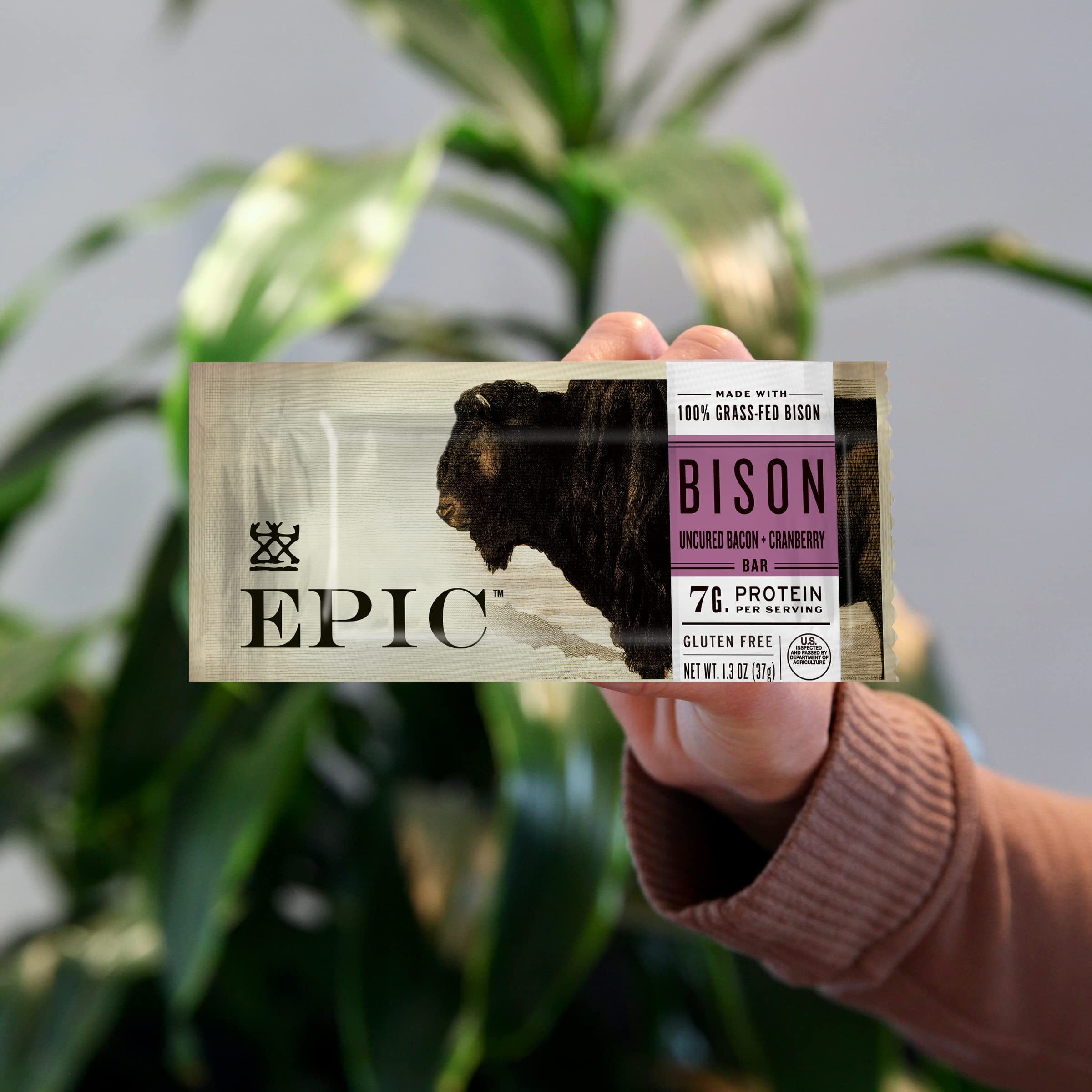 Ingredients panel of Epic bars highlights natural components for gluten-free, paleo-friendly snacking.