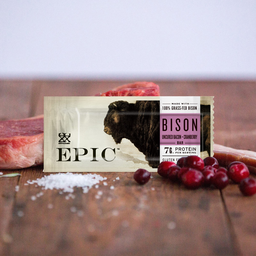 Outdoor scene with Epic bars shows ideal on-the-go fuel during adventures.