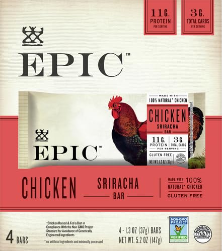 EPIC Chicken Sriracha Bar gym bag snack option.