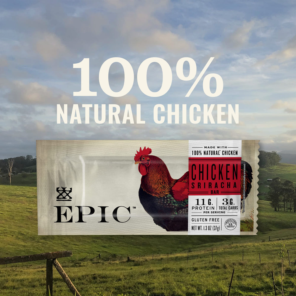 Close up of EPIC Chicken Sriracha Bar texture with glossy glaze
