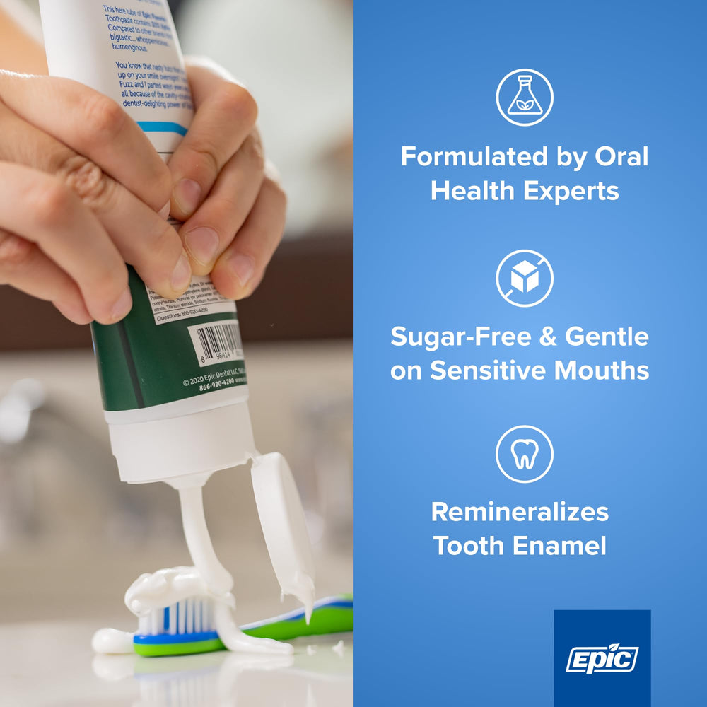 Epic Dental 2-pack packaging pictured for convenient daily use.