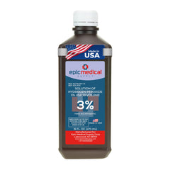 Epic Medical Supply H2O2 bottle with pour spout for mess-free application.
