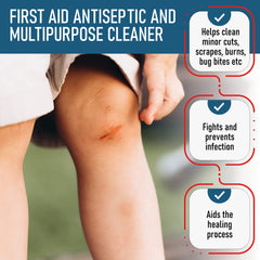 Epic Medical Supply H2O2 first-aid kit-ready bottle on a cabinet.