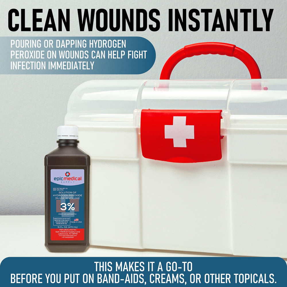 Epic Medical Supply H2O2 wound-cleaning for minor injuries.