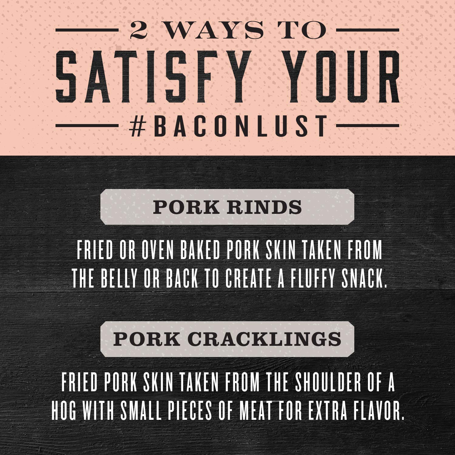Ingredient list close-up for EPIC Pink Himalayan Salt pork rinds