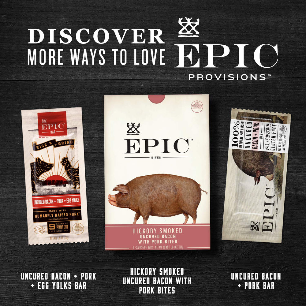 Nutrition facts label on EPIC pork rinds package emphasizes keto-friendly snack