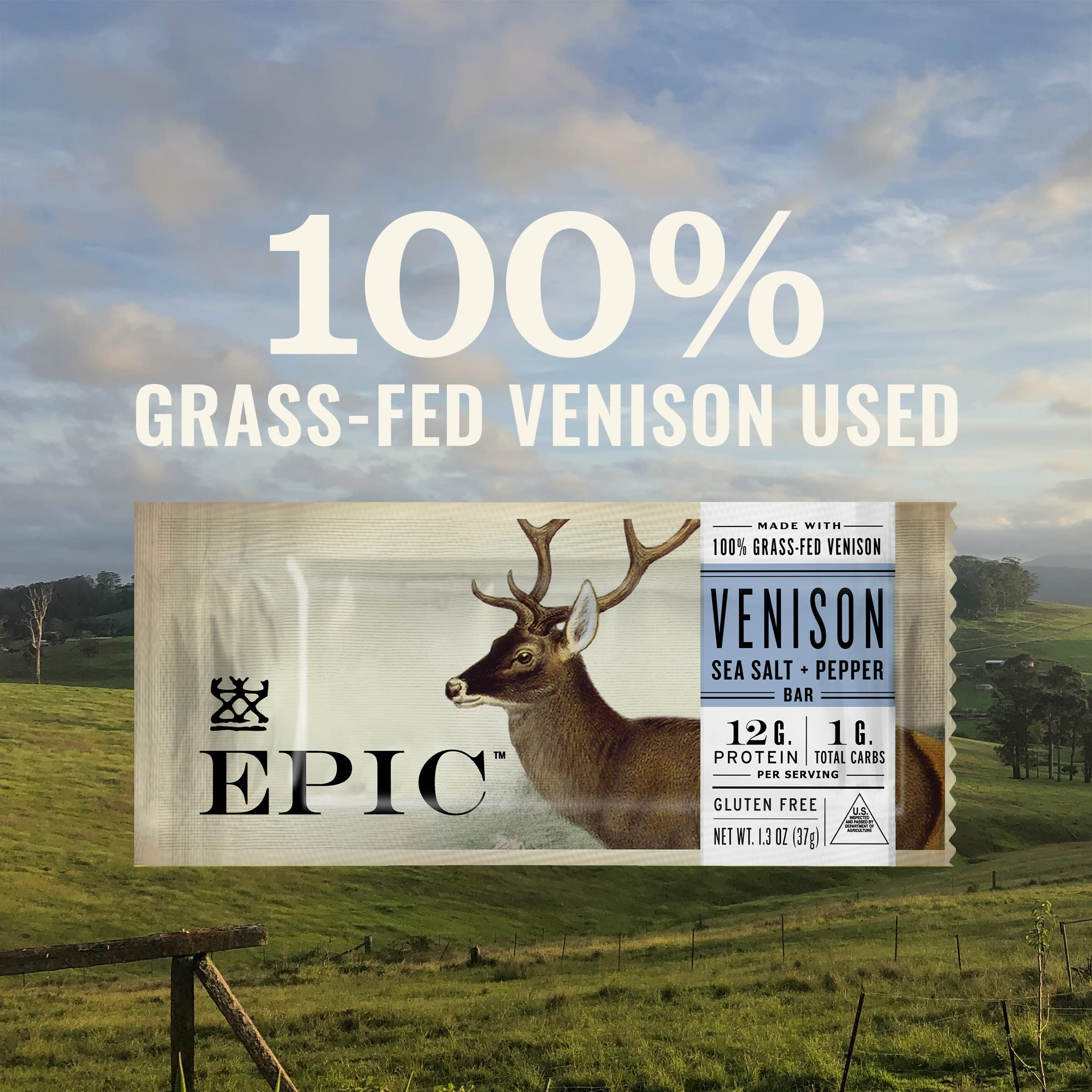 Epic Venison bar in a travel bag for travel-friendly protein.