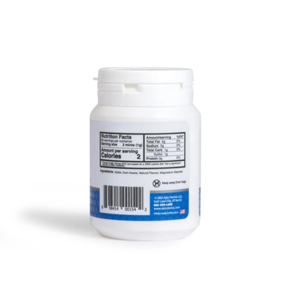 Epic Xylitol Mints pack-on-table communicates value-packed two-pack convenience