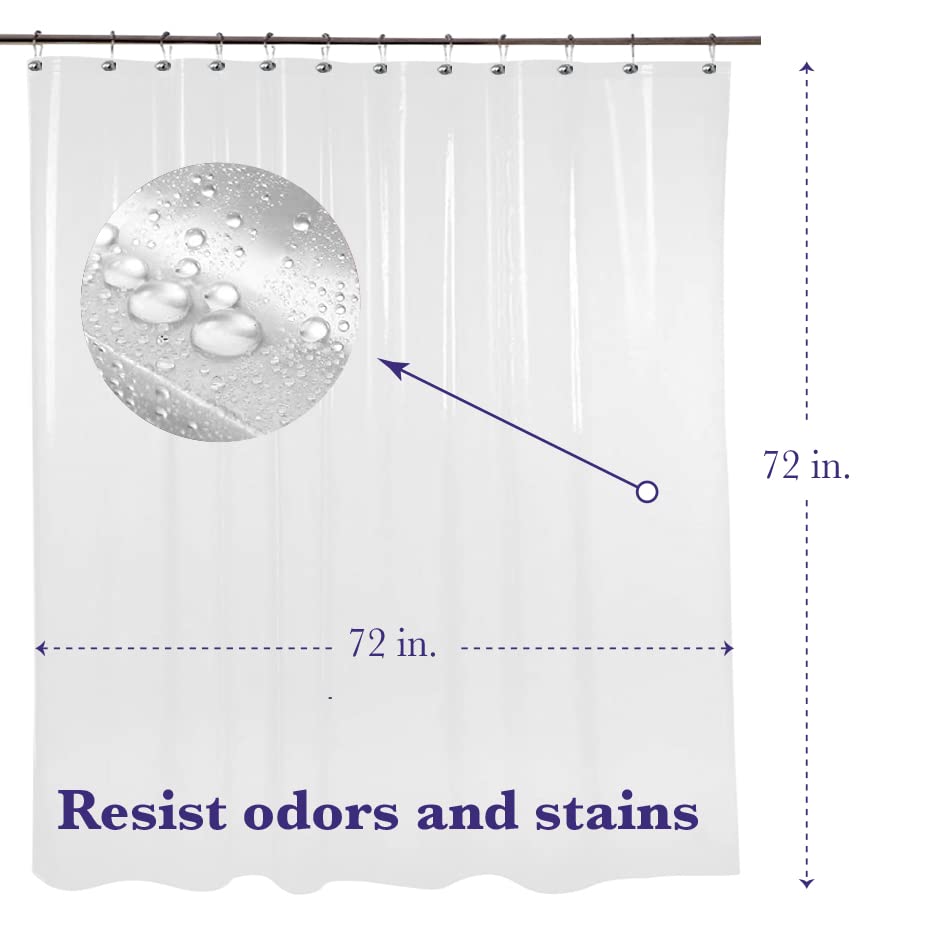 Epica shower curtain rust-proof grommets prevent rust and tear.
