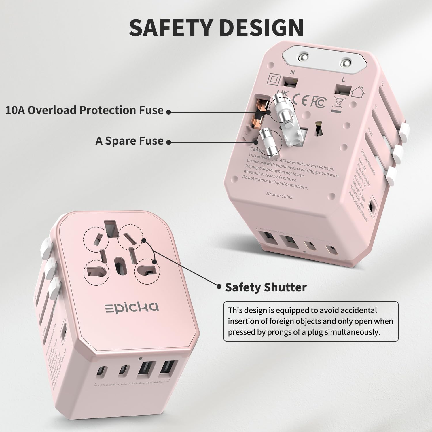 EPICKA 10A fuse enhances safety during overseas use.