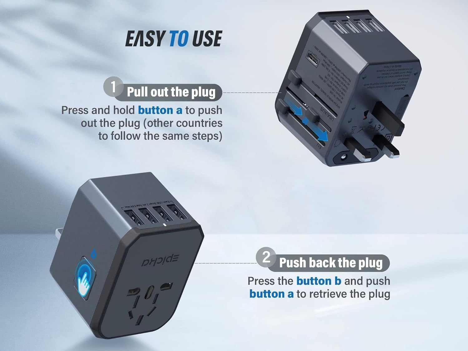 6-in-1 travel charger powering multiple devices on the go.