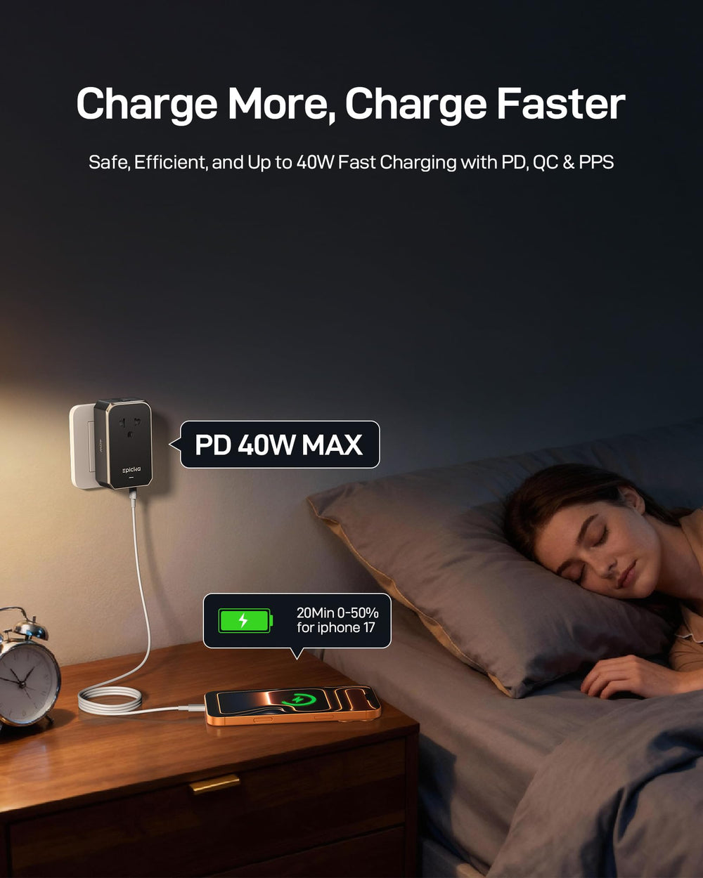 EPICKA Air 40W all-in-one travel adapter in use with electronics.
