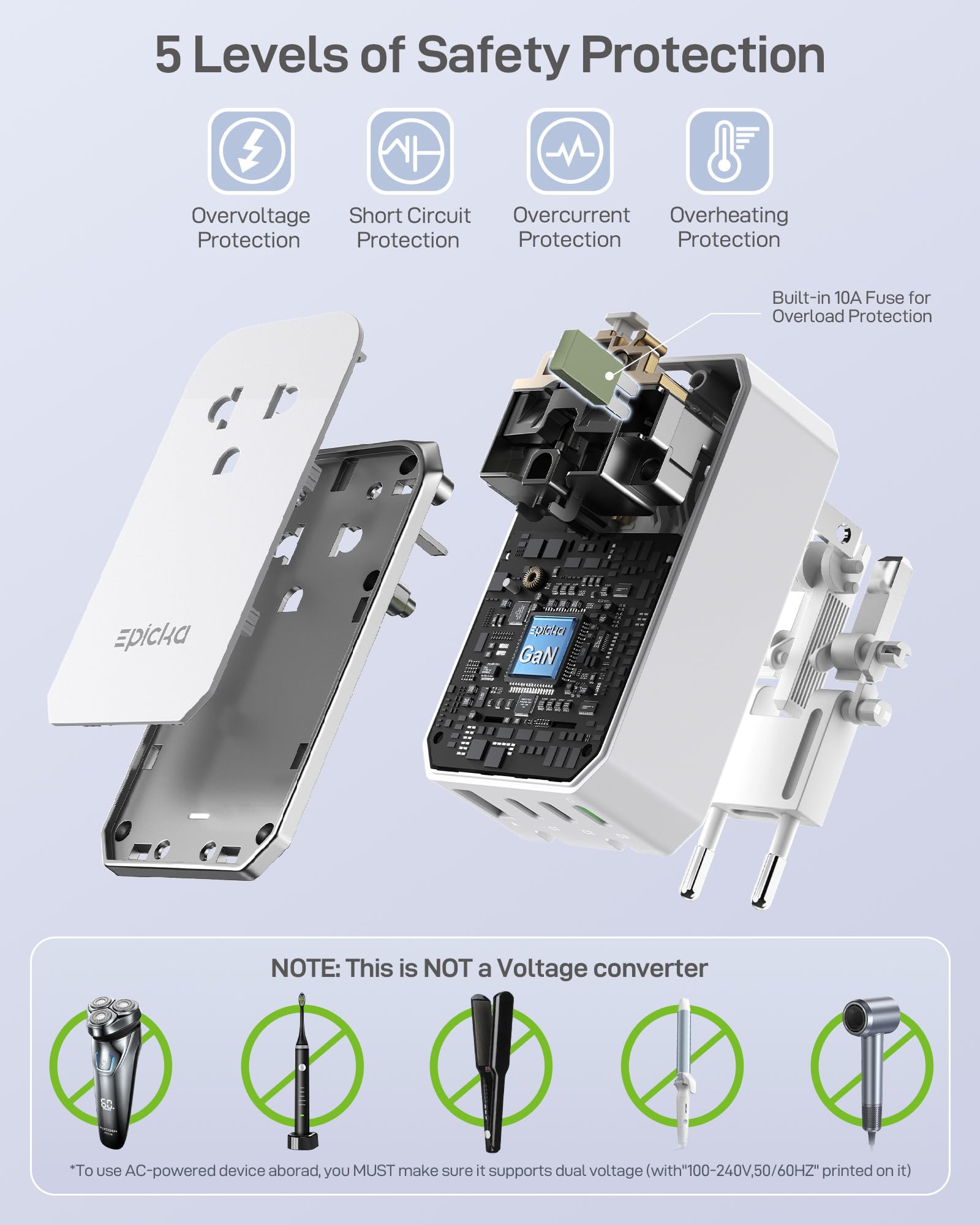EPICKA Air 40W ultra-compact travel essential fits in luggage