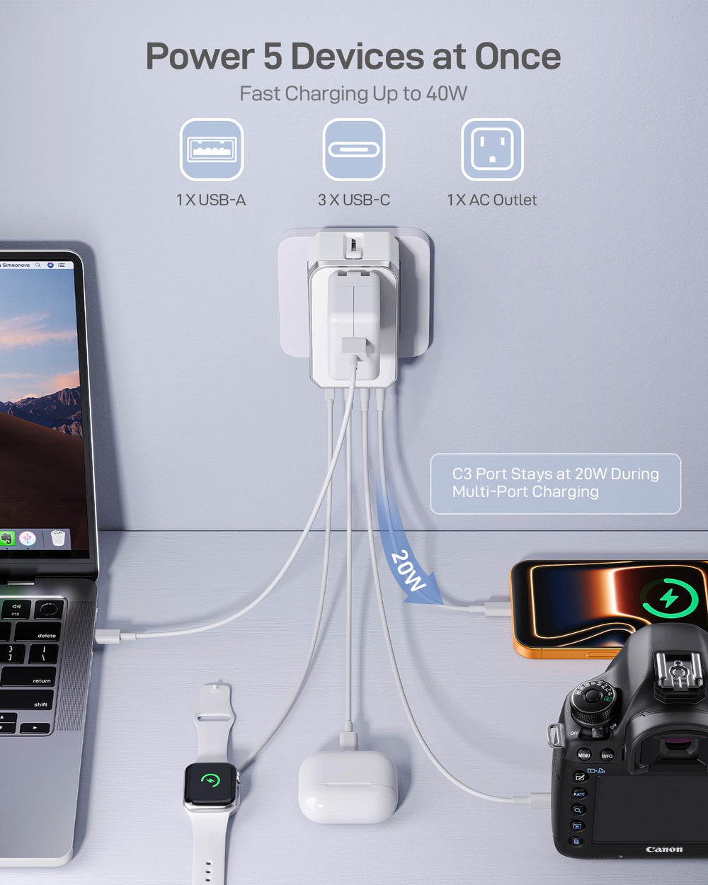 EPICKA Air 40W foldable prongs for compact packing