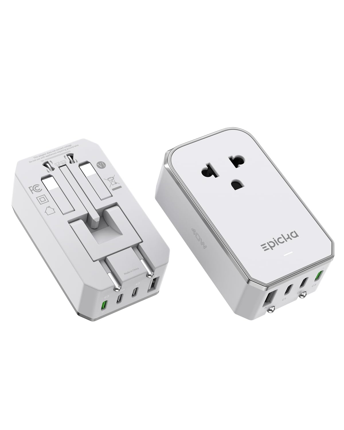EPICKA Air 40W universal travel adapter front view for global charging