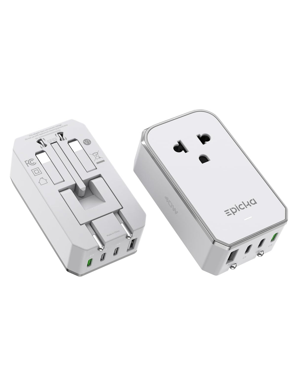 EPICKA Air 40W universal travel adapter front view for global charging