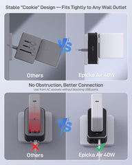 EPICKA Air 40W USB-C3 port delivers up to 40W fast charging.