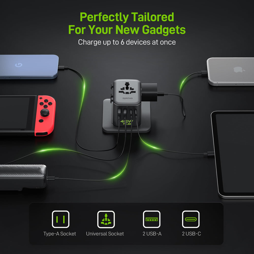 EPICKA Pulse Duo us-eu-uk-au-plugs illustrates global outlet compatibility