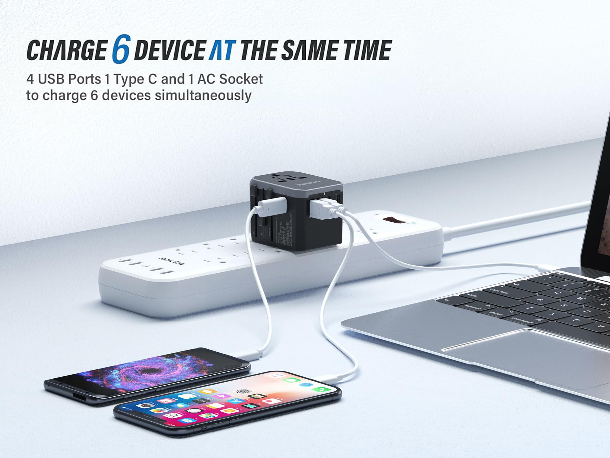 Epicka travel adapter USB-C port for fast charging