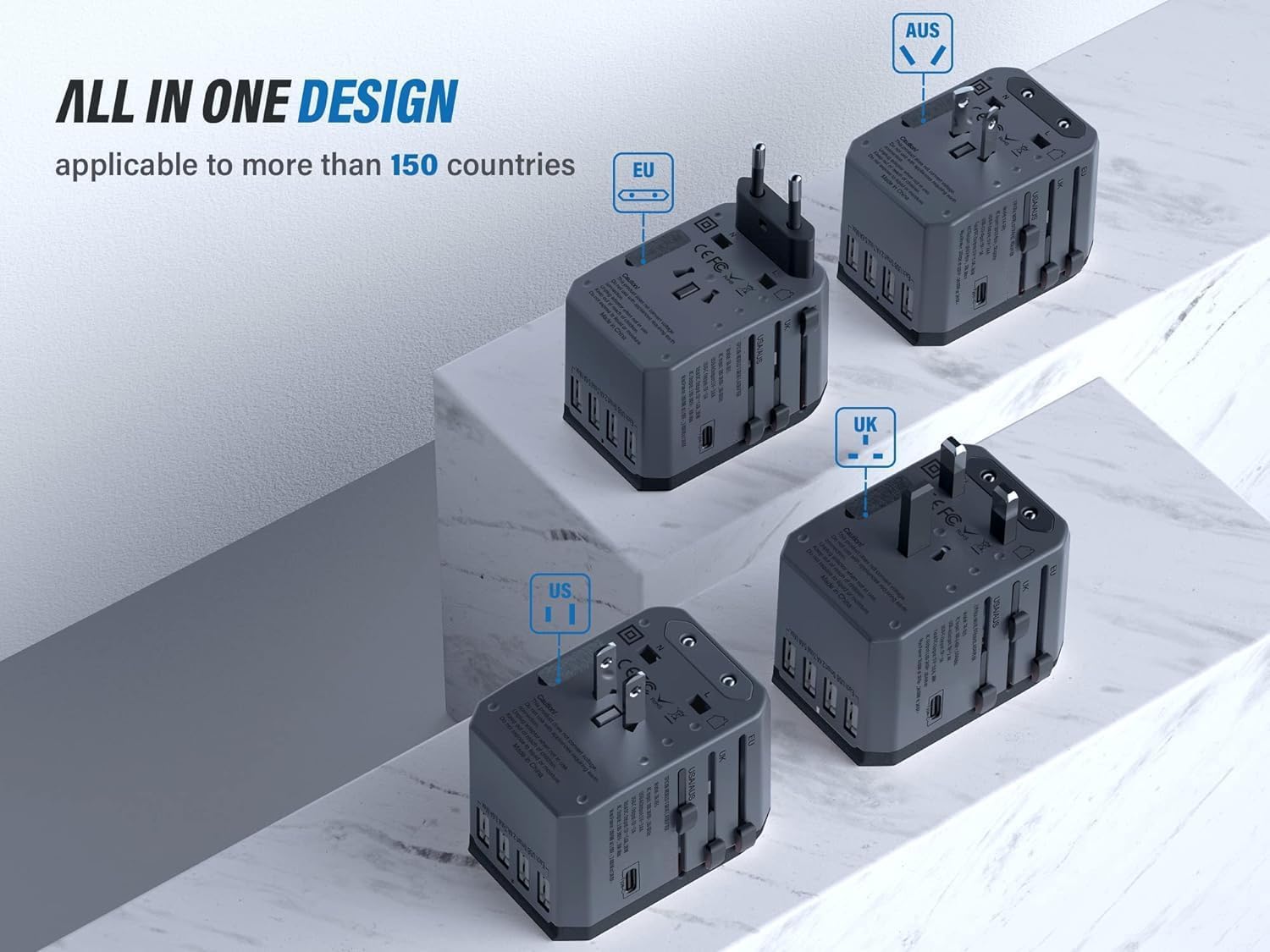 USB-C port provides fast charging for modern devices.