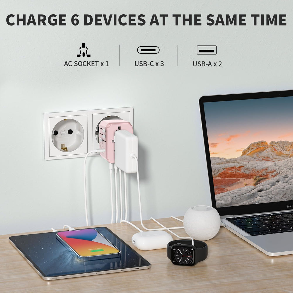 EPICKA adapter with USB-C and USB-A ports for simultaneous charging.