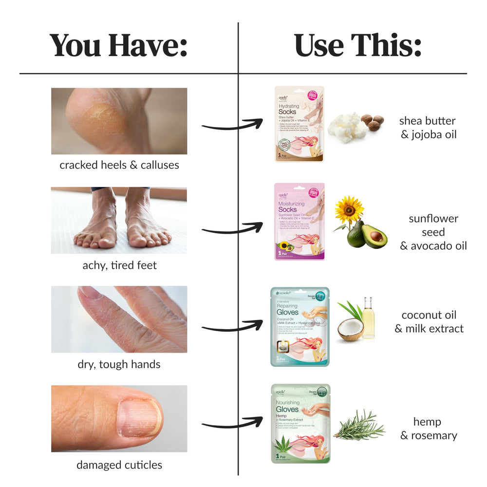 Homemade spa day with Epielle masks for pampered feet.