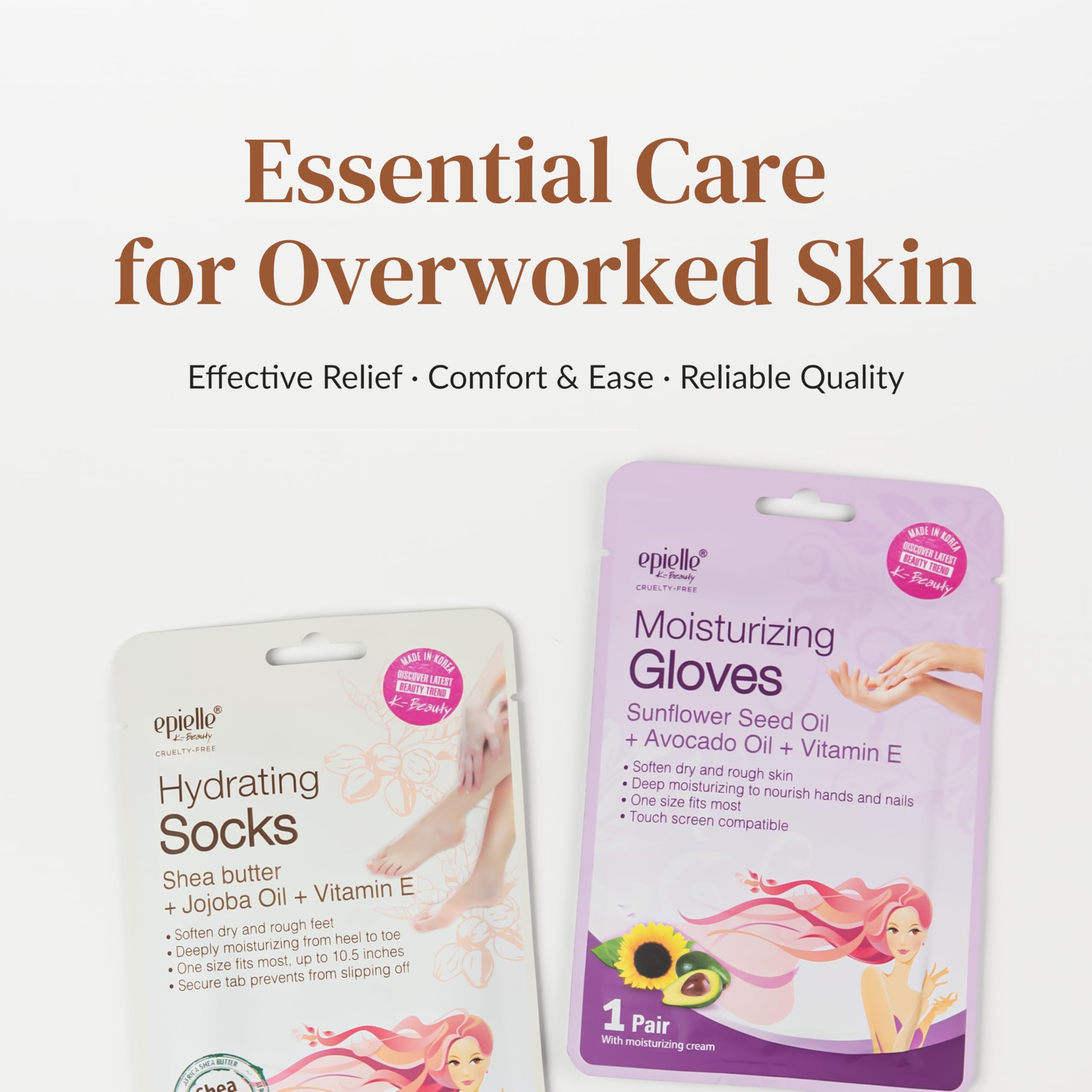Epielle ingredients featuring shea butter, avocado oil, centella, and urea.