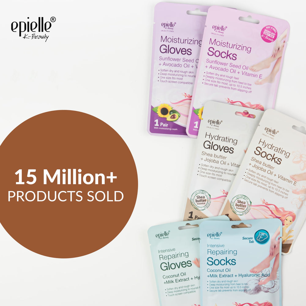 Epielle moisturizing hand gloves closeup for smoother, softer skin.