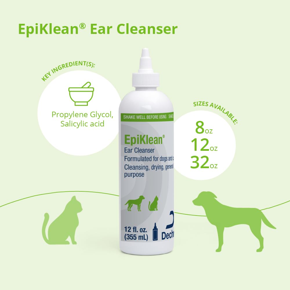 EpiKlean ear cleanser dog application demonstrates safe, calm cleaning on a pet.