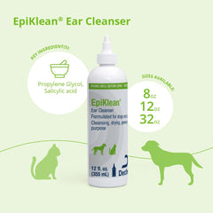 EpiKlean ear cleanser dog application demonstrates safe, calm cleaning on a pet.