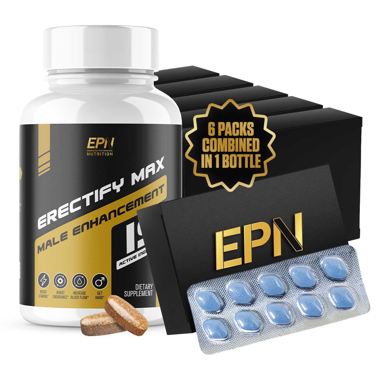 ERECTIFY MAX bottle front view by EPN Supplements, ideal for quick daily use.