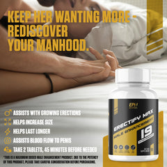 ERECTIFY MAX pills close-up from EPN Supplements, highlighting fast-acting support.