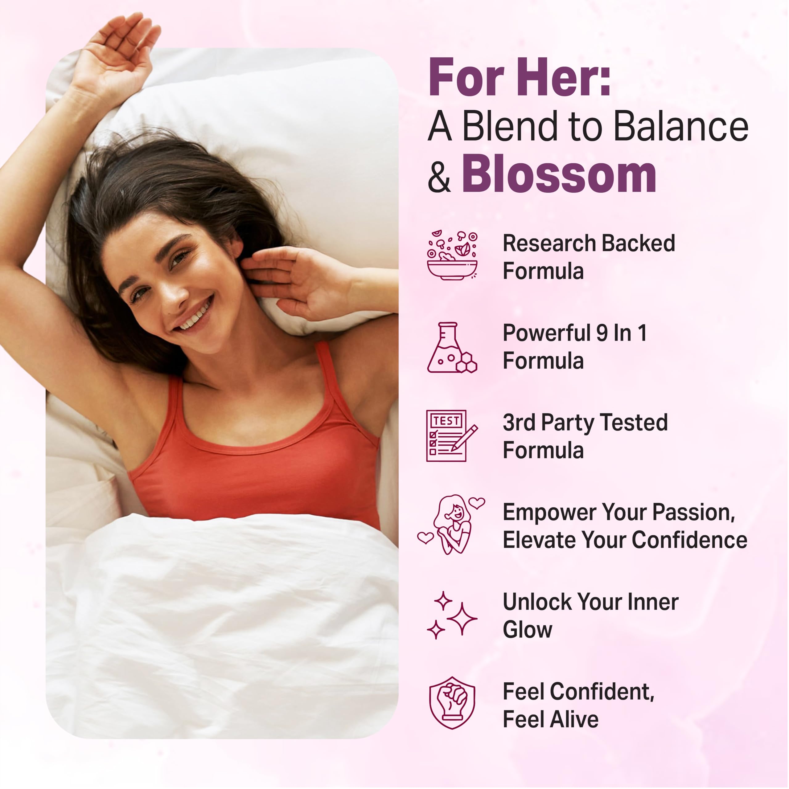 Label view of Libido for Her, highlighting natural ingredients designed for female wellness.