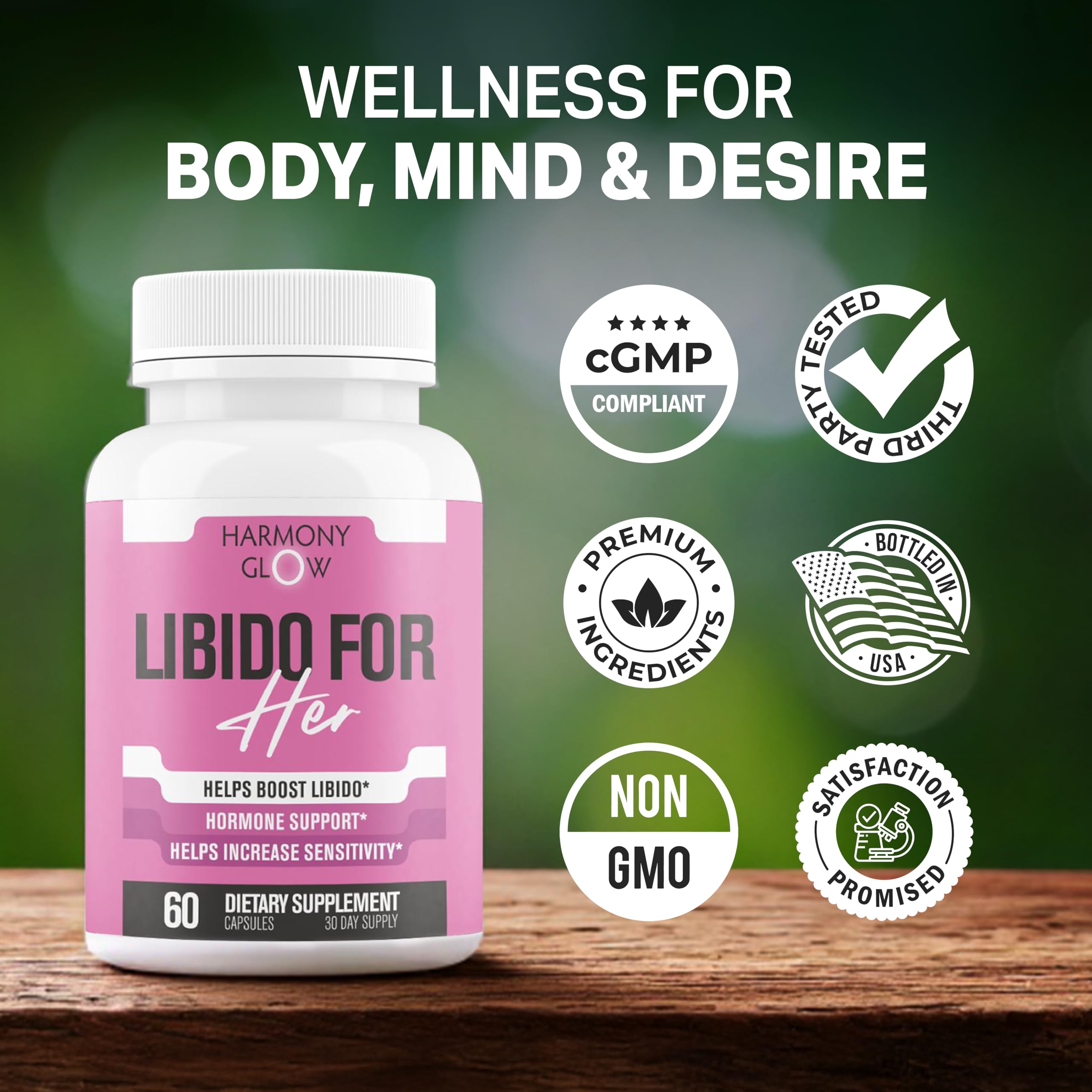 Lifestyle scene with Libido for Her suggesting easy integration into daily routine.