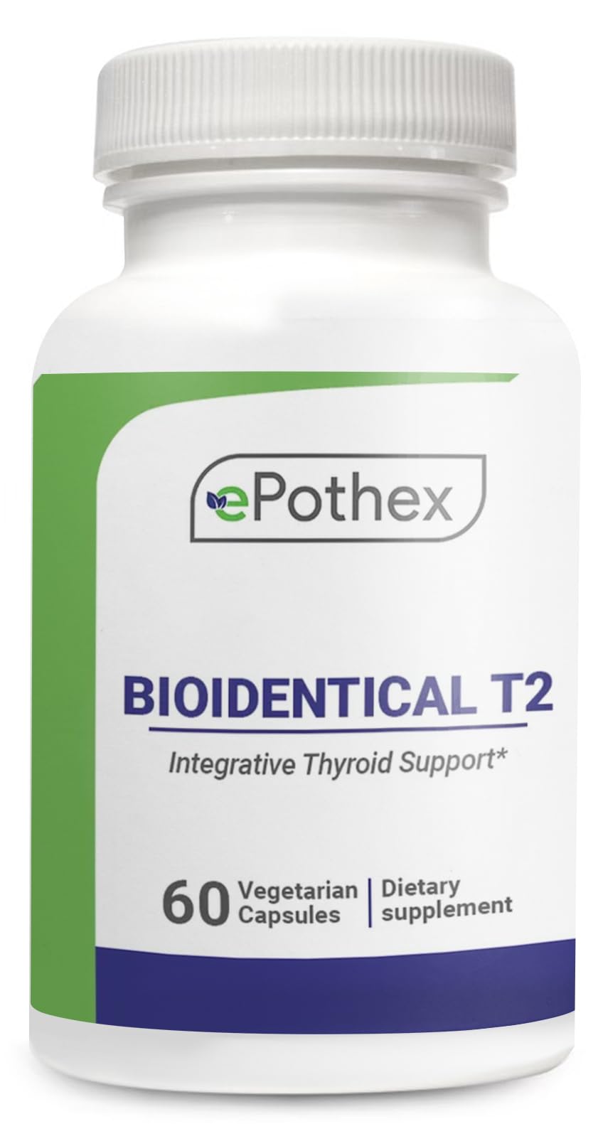 EPOTHEX Bioidentical T2 bottle label communicates premium formulation for confident purchase.