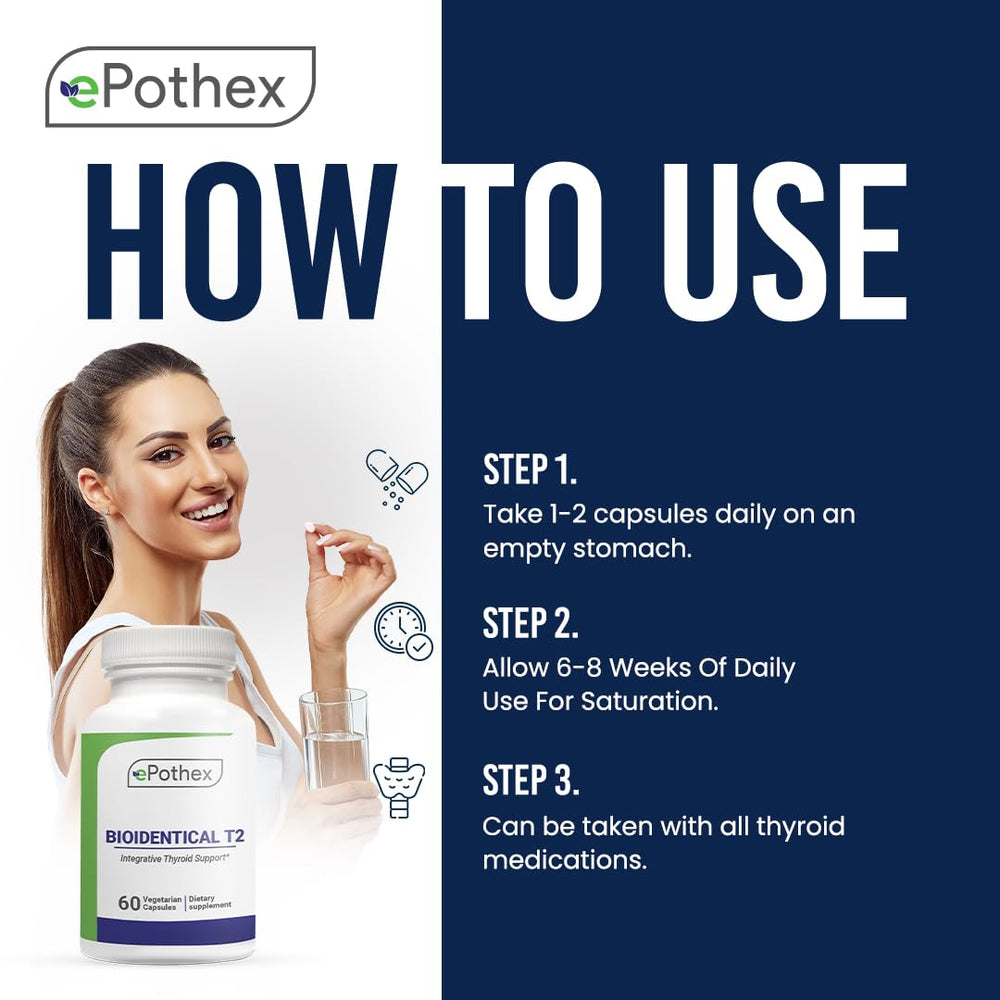 EPOTHEX Bioidentical T2 tablets on a table scene illustrate daily routine integration.