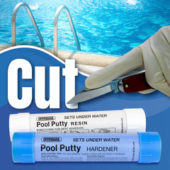Epoxybond Pool Putty crack seal demonstrates durable repair