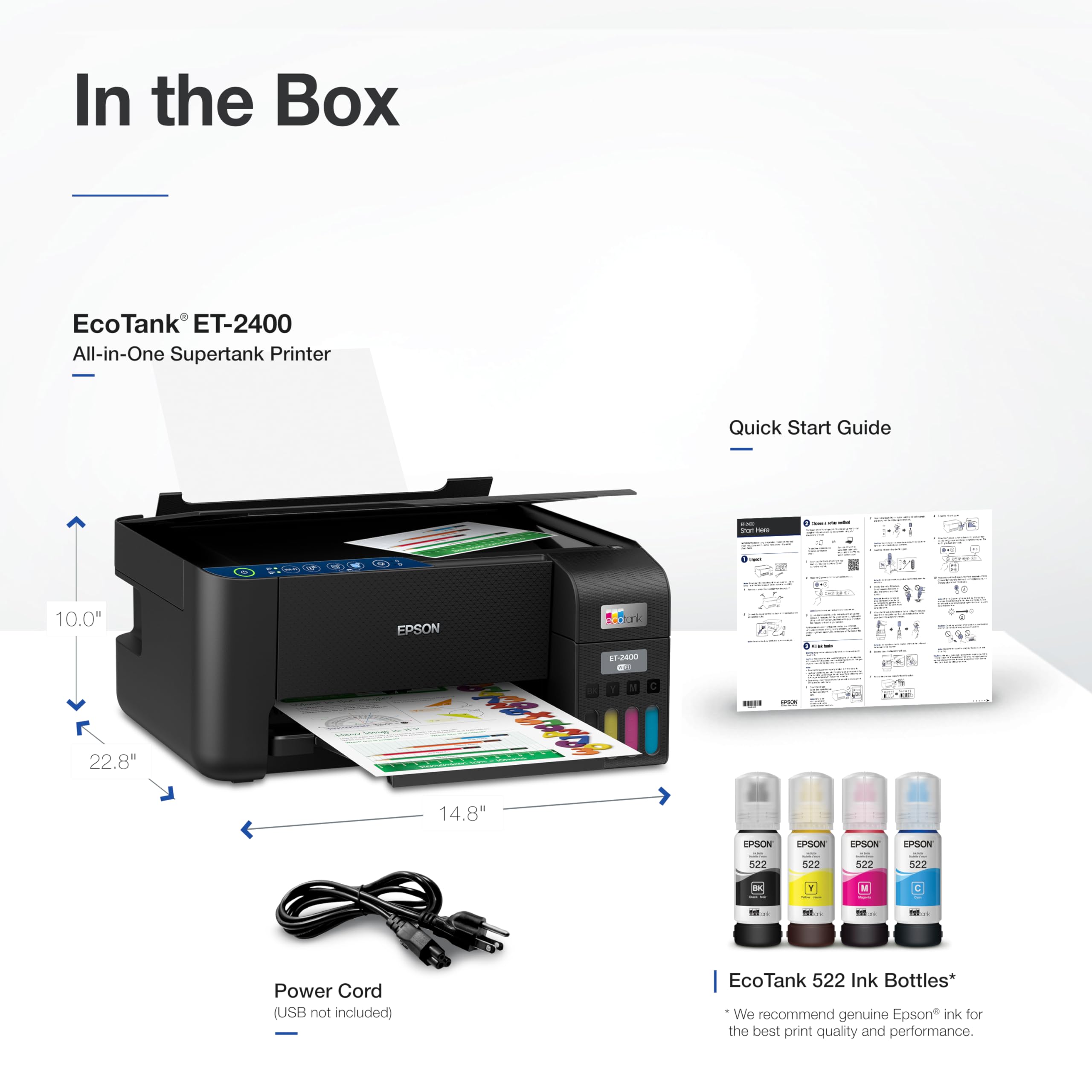 ET-2400 wireless setup screen suggests easy Smart Panel configuration.