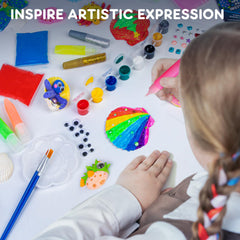 EPUMP kid painting seashells showcases bright colors during craft time