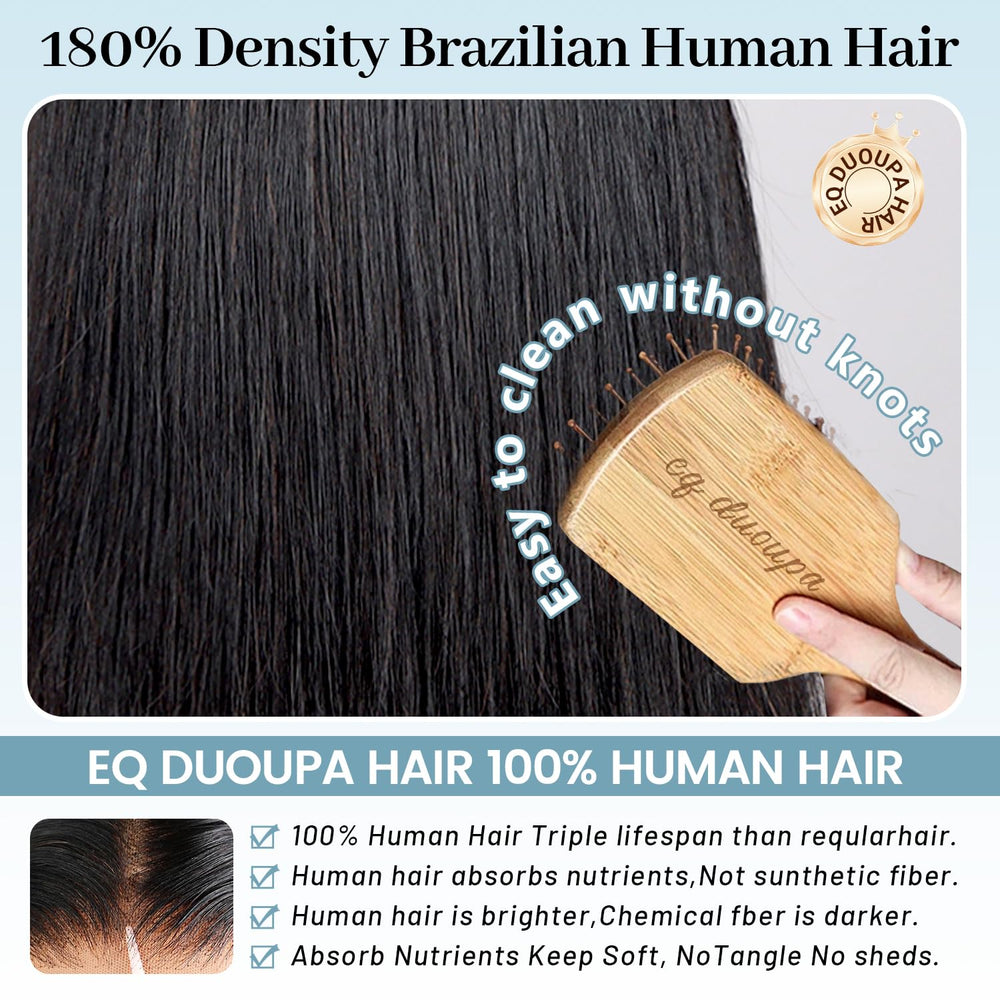 EQ DUOUPA 5x5 HD lace closure bob wig for seamless blends.
