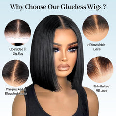 EQ DUOUPA 10 inch glueless bob wig for quick, comfortable styling.