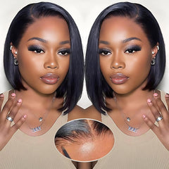 EQ DUOUPA wear-and-go glueless bob wig with lace closure for natural look.