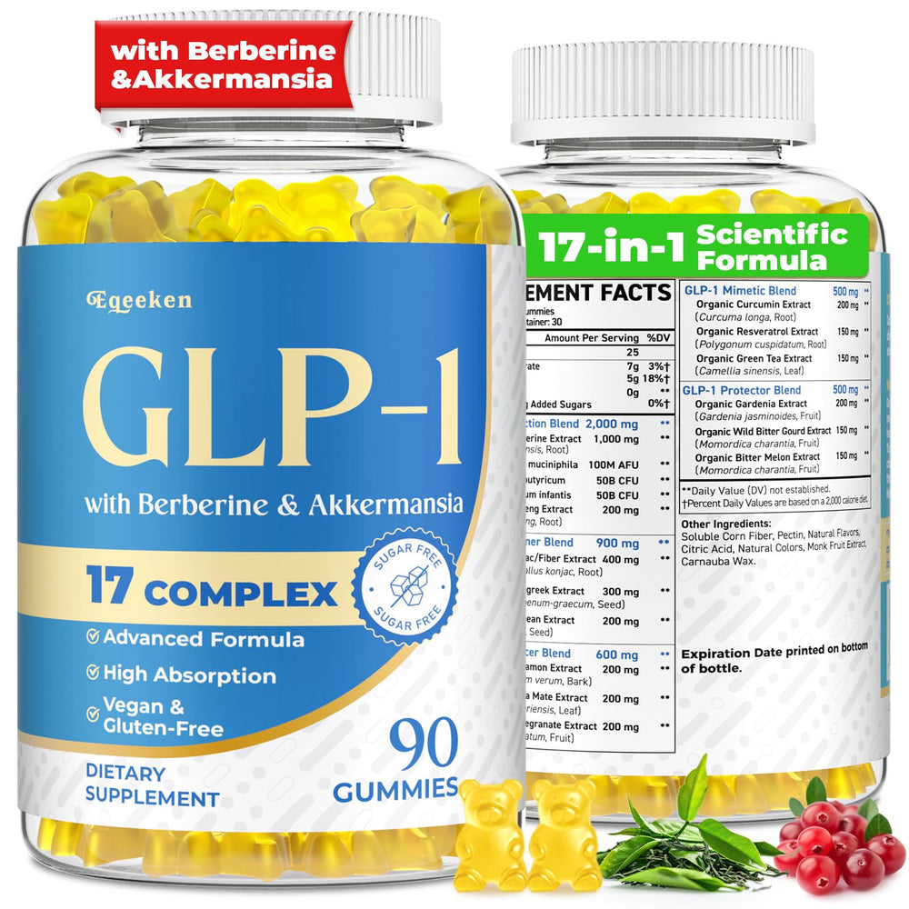 Eqeeken GLP-1 gummies bottle front show everyday wellness potential