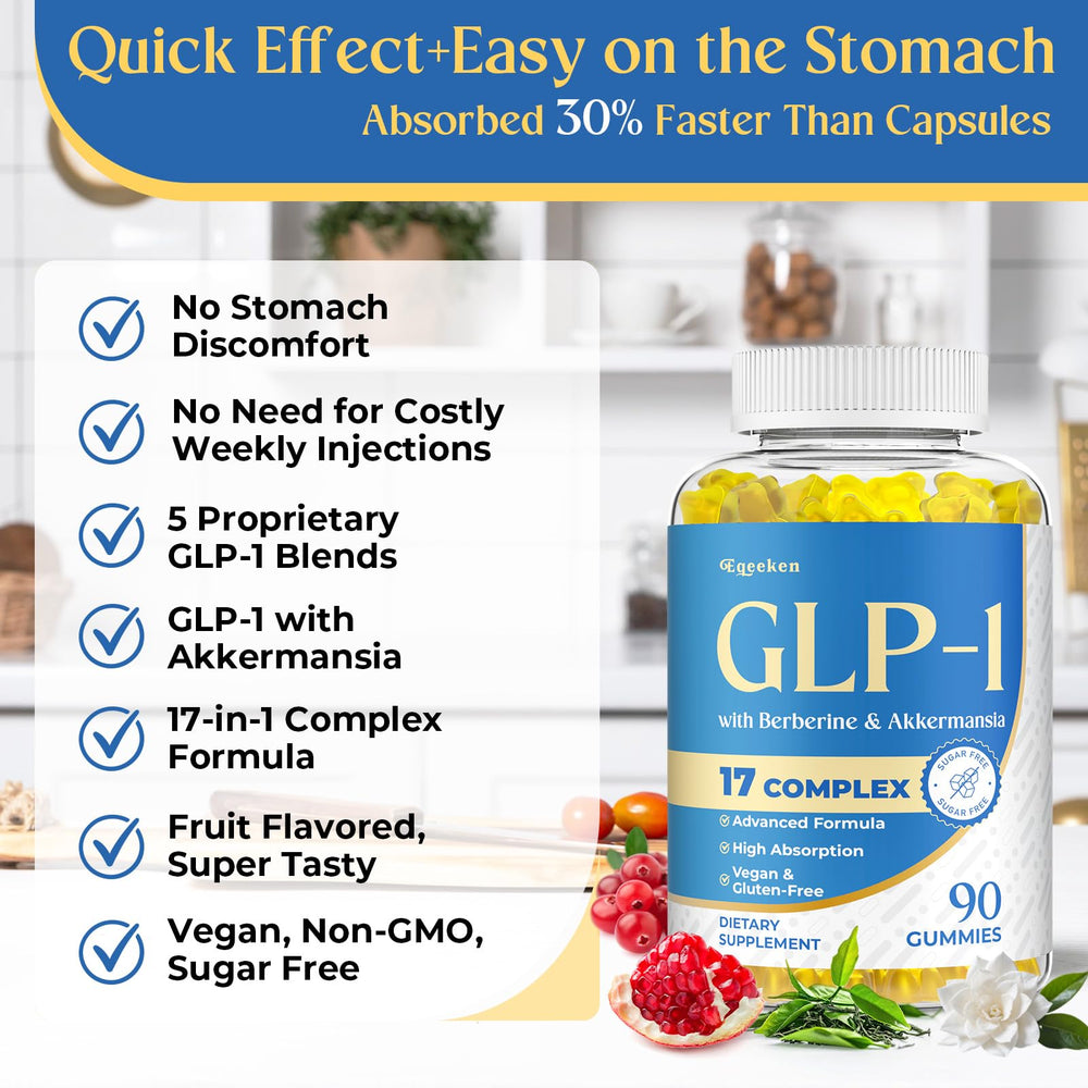 Eqeeken GLP-1 vegan, gelatin-free gummies in natural packaging