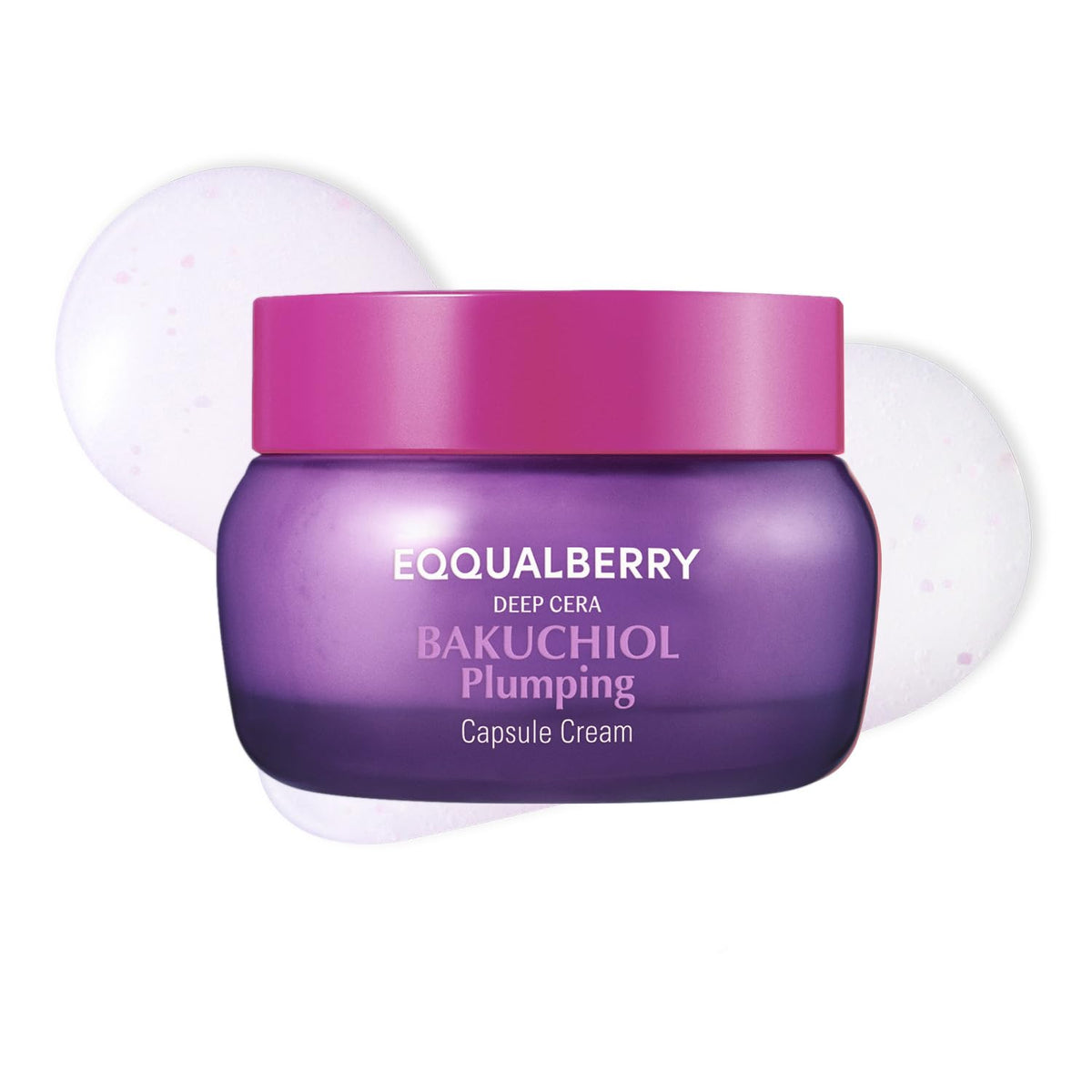 EQQUALBERRY Bakuchiol Plumping Capsule Cream bottle highlights premium packaging and potential firming benefits.