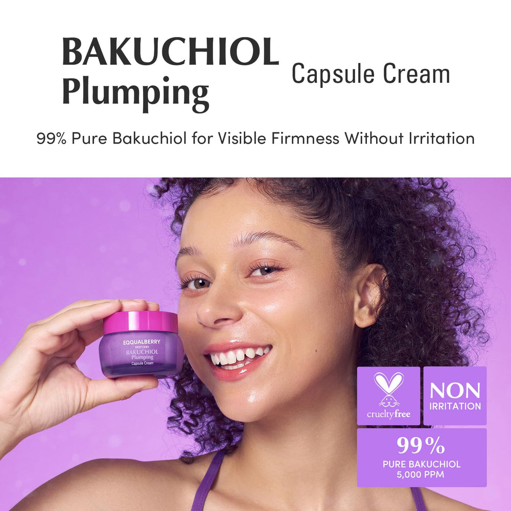 EQQUALBERRY dual-layer capsule closeup suggests fresh actives released on contact for enhanced absorption.