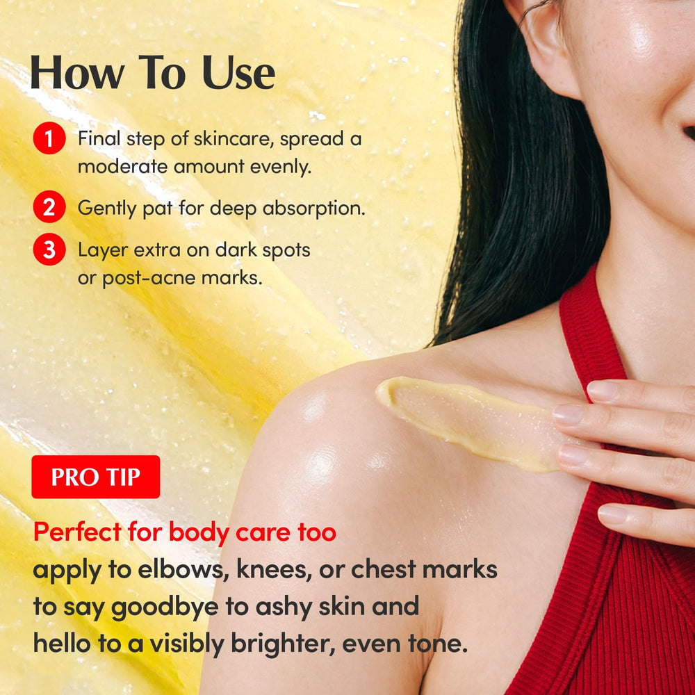 EQQUALBERRY Targeted use on elbows and knees reveals even tone.