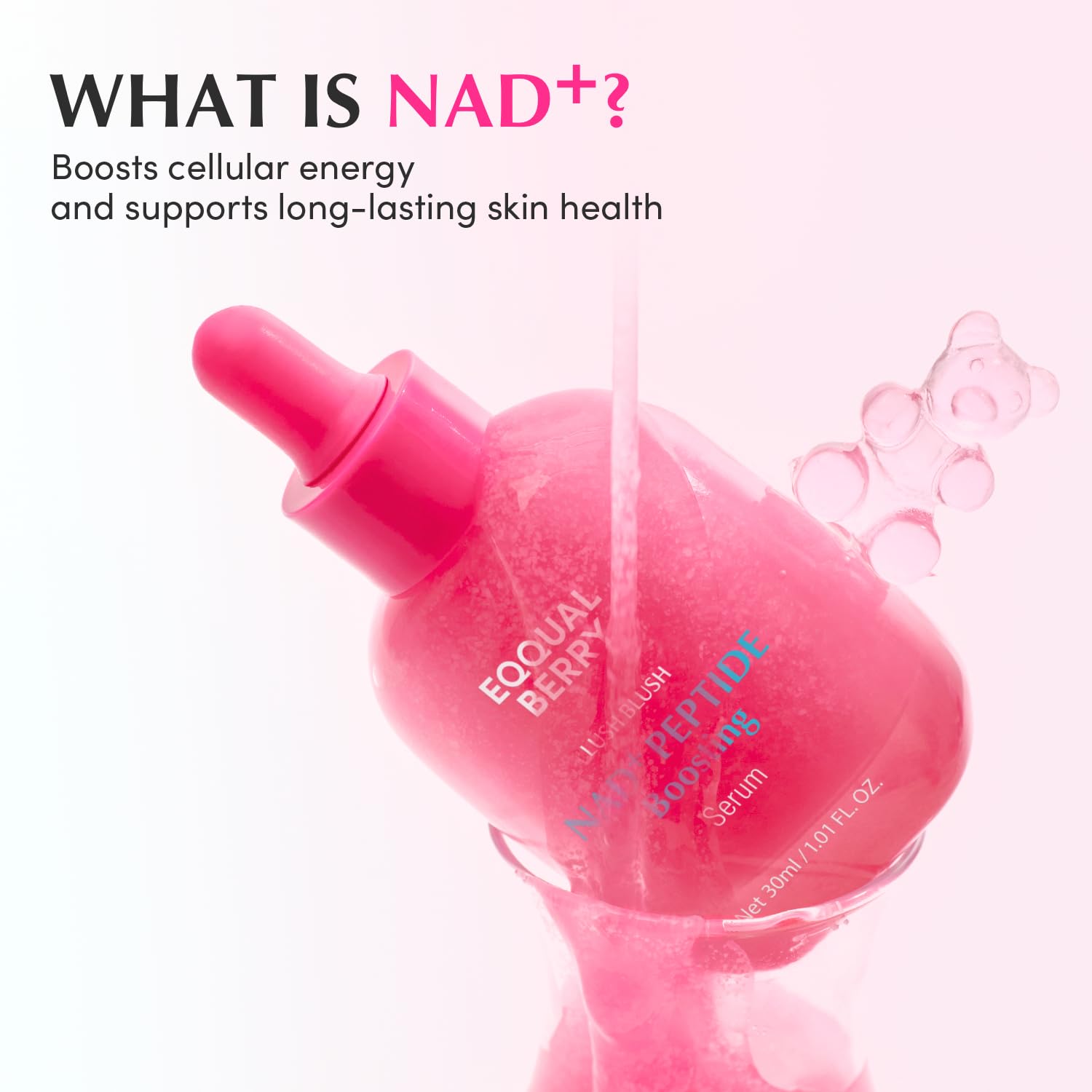 EQQUALBERRY NAD+ Peptide Serum rich in pomegranate antioxidants for brightness.