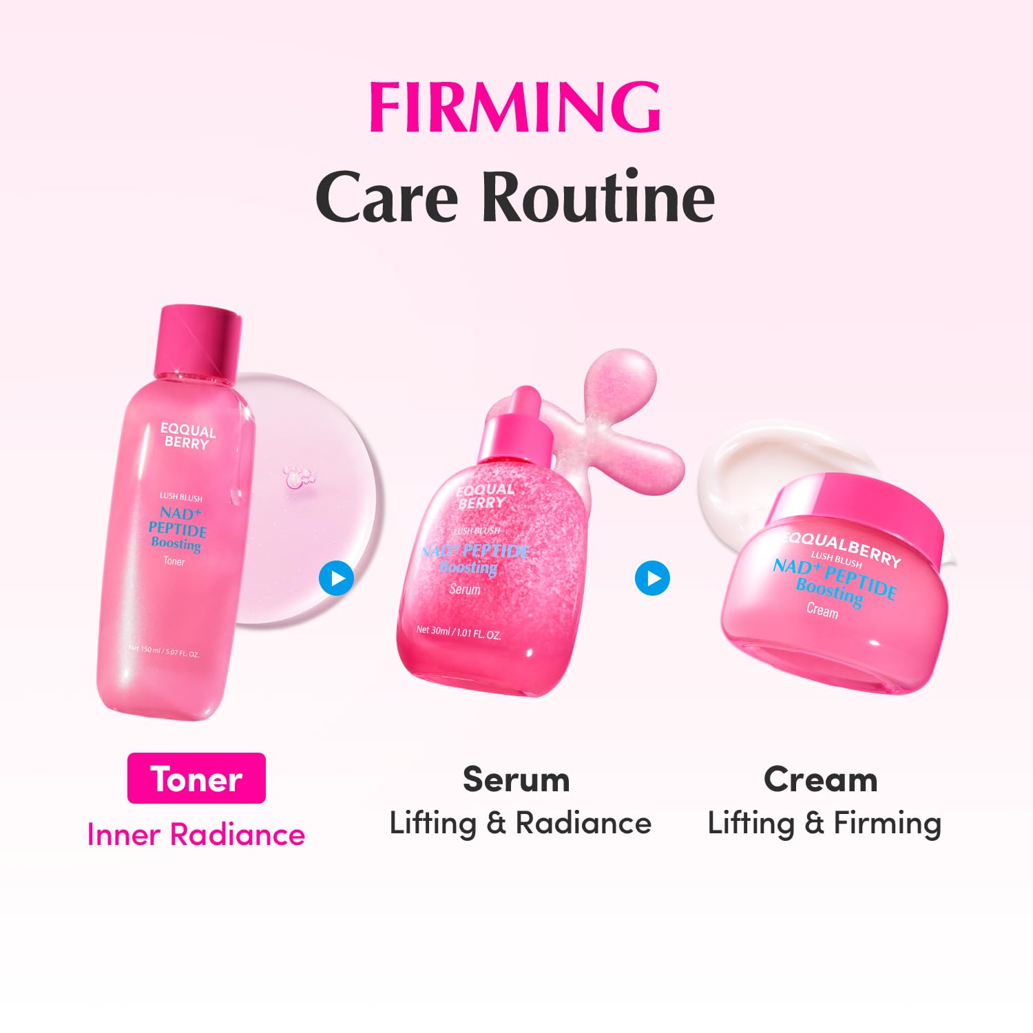 EQQUALBERRY NAD+ Peptide Toner for daily use supports firming look